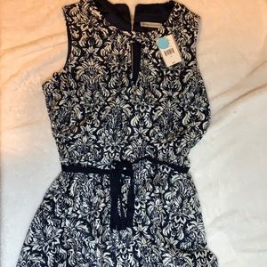 Danny and Nicole Dress Size 14 Navy Blue and White with belt